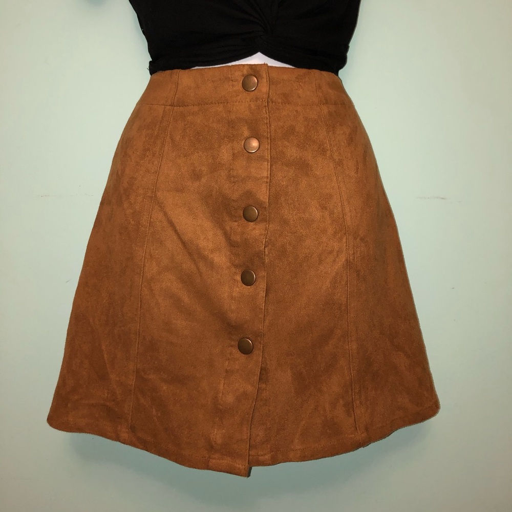 Suede Skirt with Buttons